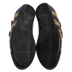 Pre Owned Gucci Brown/Beige GG Canvas And Leather Velcro Sneakers Size 44