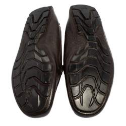 Gucci Dark Brown Leather Slip On Loafers Size 43.5