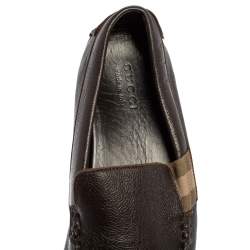 Gucci Dark Brown Leather Slip On Loafers Size 43.5