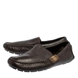 Gucci Dark Brown Leather Slip On Loafers Size 43.5