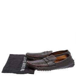 Pre Owned Gucci Brown Diamante Leather Penny Loafers Size 42