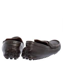 Pre Owned Gucci Brown Diamante Leather Penny Loafers Size 42