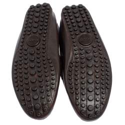 Pre Owned Gucci Brown Diamante Leather Penny Loafers Size 42