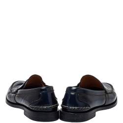 Pre Owned Gucci Two Tone Leather Penny Slip On Loafers Size 42