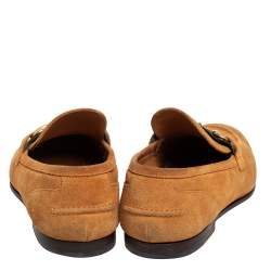 Gucci Yellow Suede Horsebit Web Slip On Loafers Size 41.5