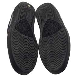 Pre Owned حذاء رياضي غوتشي ايس منخفض من أعلى مزين ويب جلد أسود مقاس 44