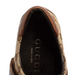 Gucci Brown/Beige GG Canvas And Leather Velcro Sneakers Size 43.5