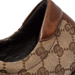 Gucci Brown/Beige GG Canvas And Leather Velcro Sneakers Size 43.5