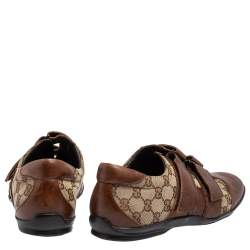 Gucci Brown/Beige GG Canvas And Leather Velcro Sneakers Size 43.5