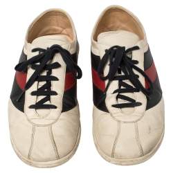 Pre Owned Gucci White/Blue Leather Falacer Sneakers Size 44