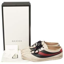Pre Owned Gucci White/Blue Leather Falacer Sneakers Size 44
