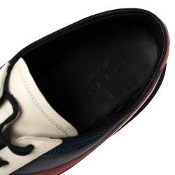 Pre Owned Gucci White/Blue Mesh And Leather Falacer Low Top Sneakers Size 44