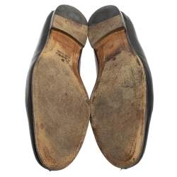 مملوكة مسبقًا Gucci Black Leather Horsebit Slip On Loafers Size 44