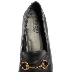 مملوكة مسبقًا Gucci Black Leather Horsebit Slip On Loafers Size 44