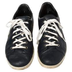 Pre Owned Gucci Blue Leather Lace Up Sneakers Size 44