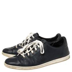 Pre Owned Gucci Blue Leather Lace Up Sneakers Size 44