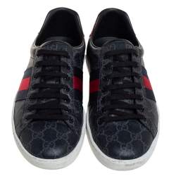 مملوكة مسبقًا حذاء رياضي غوتشي منخفض من أعلى ويب أيس كانفاس سوبريم جي جي رمادي مقاس 41