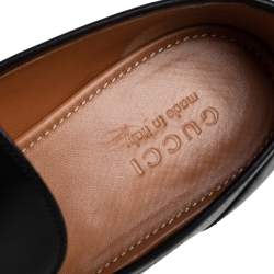Pre Owned Gucci Black Leather Horsebit Slip On Loafers Size 46