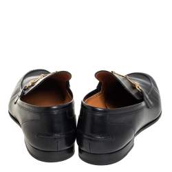 Pre Owned Gucci Black Leather Horsebit Slip On Loafers Size 46