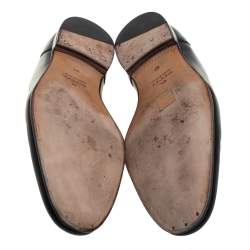 Pre Owned Gucci Black Leather Horsebit Slip On Loafers Size 46