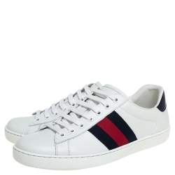 Gucci White Leather Ace Low Top Sneakers Size 40