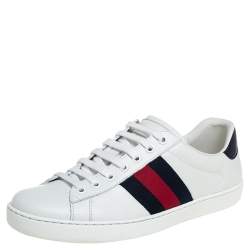 Gucci White Leather Ace Low Top Sneakers Size 40