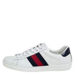 Gucci White Leather Ace Low Top Sneakers Size 40