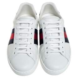 Gucci White Leather Ace Low Top Sneakers Size 40