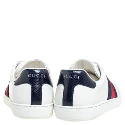 Gucci White Leather Ace Low Top Sneakers Size 40