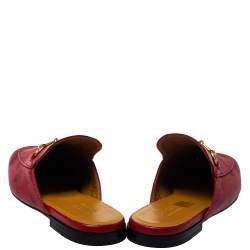 Gucci Red GG Ghost Print Leather Princetown Horsebit Mules Size 41.5