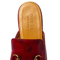 Gucci Red GG Ghost Print Leather Princetown Horsebit Mules Size 41.5