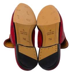 Gucci Red GG Ghost Print Leather Princetown Horsebit Mules Size 41.5