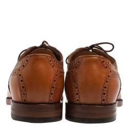 Pre Owned حذاء أوكسفورد غوتشي جلد بني فاتح مزين ويب نحلة رباط علوي نمط بروغي مقاس 44.5