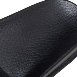 Pre Owned صندل سلايد غوتشي تفاصيل ويب جلد أسود مقاس 41
