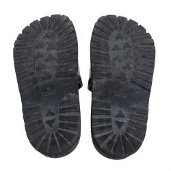 Pre Owned صندل سلايد غوتشي تفاصيل ويب جلد أسود مقاس 41