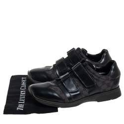 Pre Owned Gucci Black Guccissima Canvas And Leather Velcro Derby Size 44.5