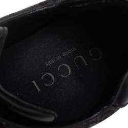 Pre Owned Gucci Black Guccissima Canvas And Leather Velcro Derby Size 44.5