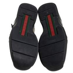 Pre Owned Gucci Black Guccissima Canvas And Leather Velcro Derby Size 44.5