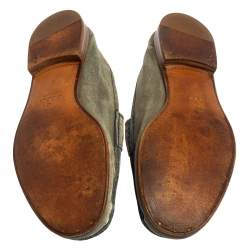 Gucci Blue/Grey Suede Horsebit  Slip on Loafers Size 42