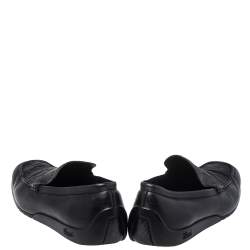 Gucci Black Guccissima Leather GG Loafers Size 44