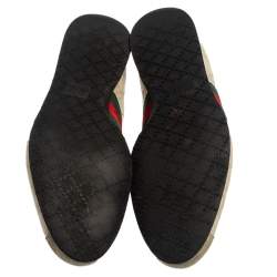 Gucci Cream Suede And Leather Web Low Top Sneakers Size 43.5