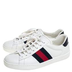 Pre Owned Gucci White Leather  Ace Low Top Sneakers Size 40 