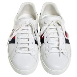 Pre Owned Gucci White Leather  Ace Low Top Sneakers Size 40 