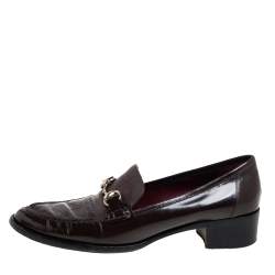 مملوكة مسبقًا Gucci Brown Guccissima Leather Horsebit Slip On Loafers Size 41