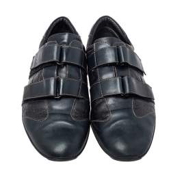 Pre Owned Gucci Blue Guccissima Leather Velcro Sneakers Size 44