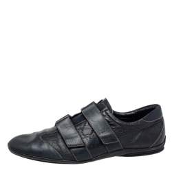 Pre Owned Gucci Blue Guccissima Leather Velcro Sneakers Size 44