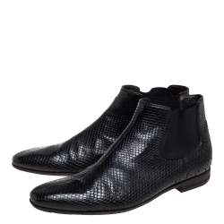 Gucci Black Python Chelsea Boots Size 44