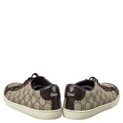 Gucci Beige/Brown GG Supreme Canvas and Leather Low Top Sneakers Size 39