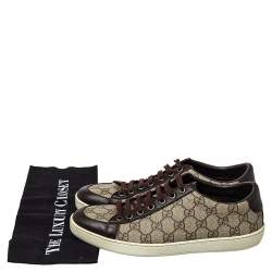 Gucci Beige/Brown GG Supreme Canvas and Leather Low Top Sneakers Size 39