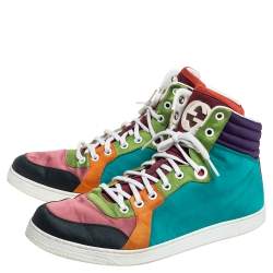 Gucci Multicolor Satin Coda High Top Sneakers Size 42.5